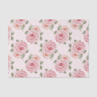 Vintage pink rose garden cottage floral pattern tissue paper