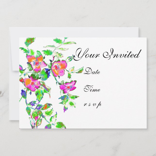 Vintage Pink Rose Invitations (Front)