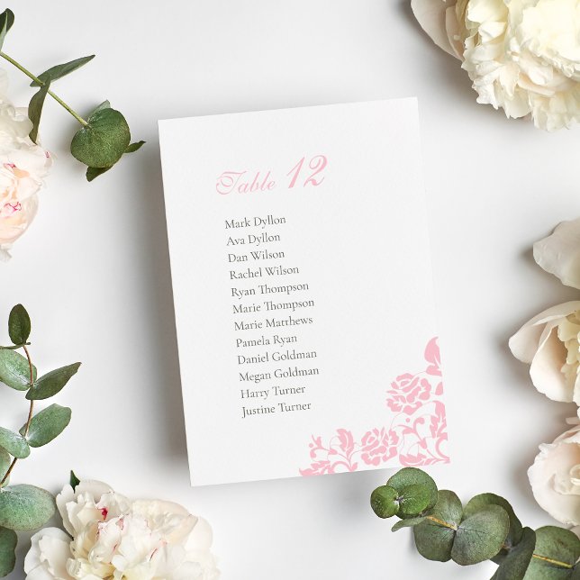 Vintage Pink Rose Lace Seating Chart Wedding Table Number (Creator Uploaded)