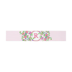 Vintage Pink Rose -monogrammed Invitation Belly Band