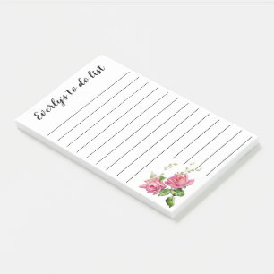 Vintage Pink Rose Personalised To Do List Post-it Notes