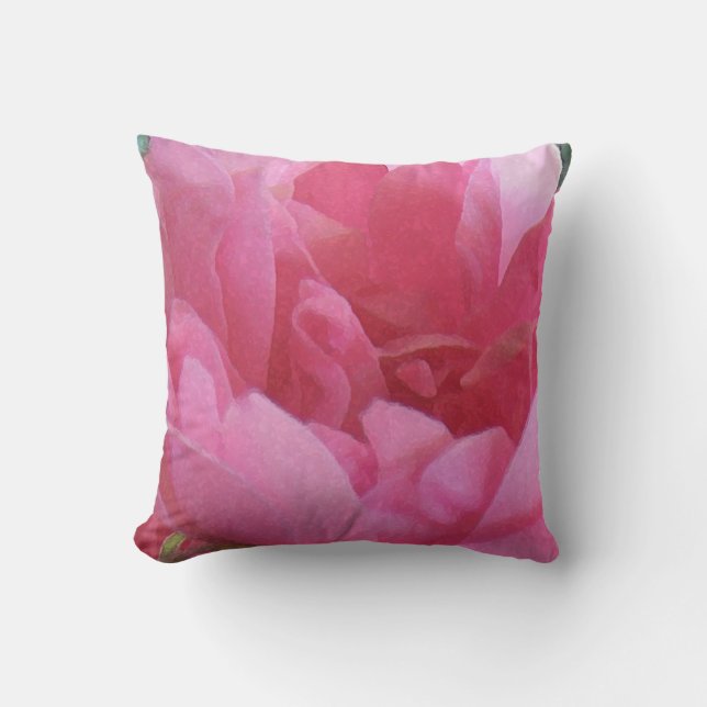 Vintage Pink Rose Petals Outdoor Pillow (Front)