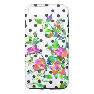 Vintage Pink Rose  polka-dots Case-Mate iPhone Case
