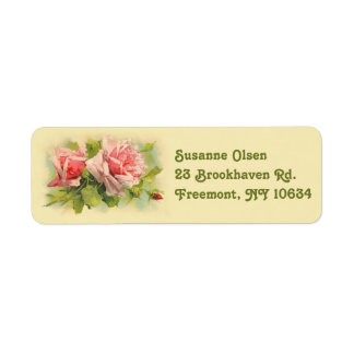 Vintage pink rose return address labels