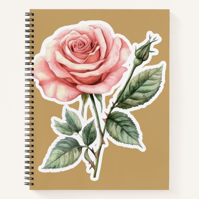 Vintage Pink Rose | Romantic Floral Journal (Front)