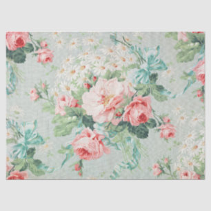Vintage Pink Rose Shabby Chic Floral Pattern Tissue Paper