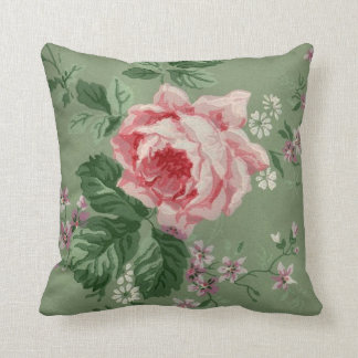 Vintage Pink Rose Wallpaper Cushion