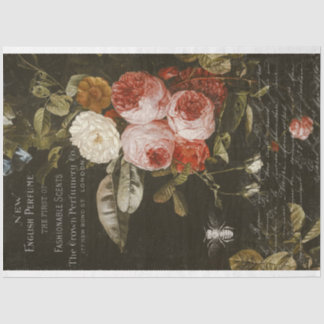 Vintage Pink Roses and Perfume Ephemera Decoupage Tissue Paper