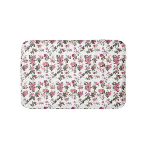 Vintage Pink Roses Bath Mat