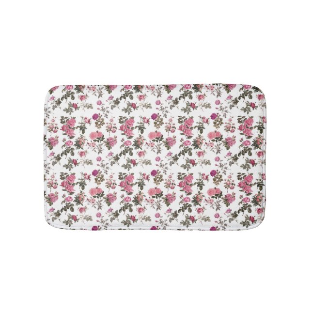 Vintage Pink Roses Bath Mat (Front)