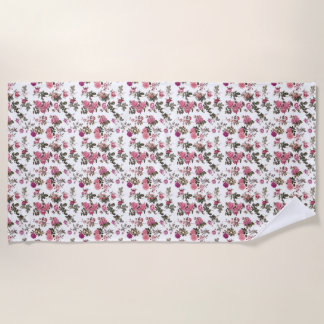 Vintage Pink Roses Beach Towel