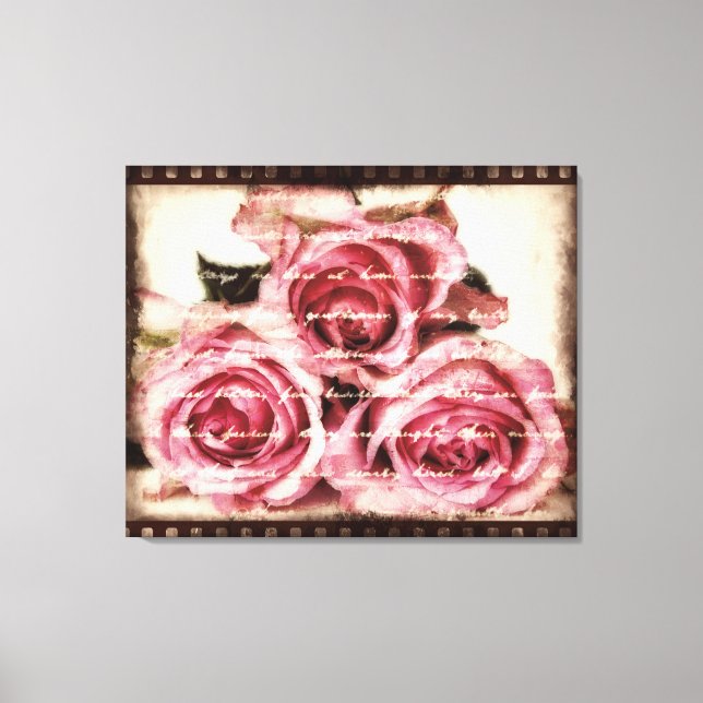 Vintage Pink Roses Canvas Print (Front)