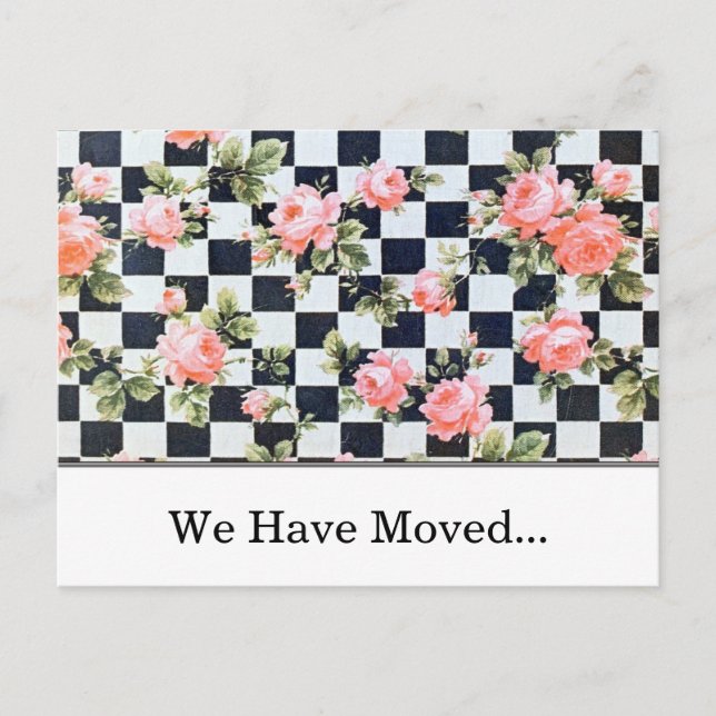 Vintage Pink Roses Change of Address Template (Front)