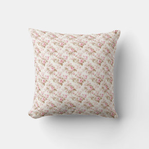 Vintage Pink Roses Coquette Cushion