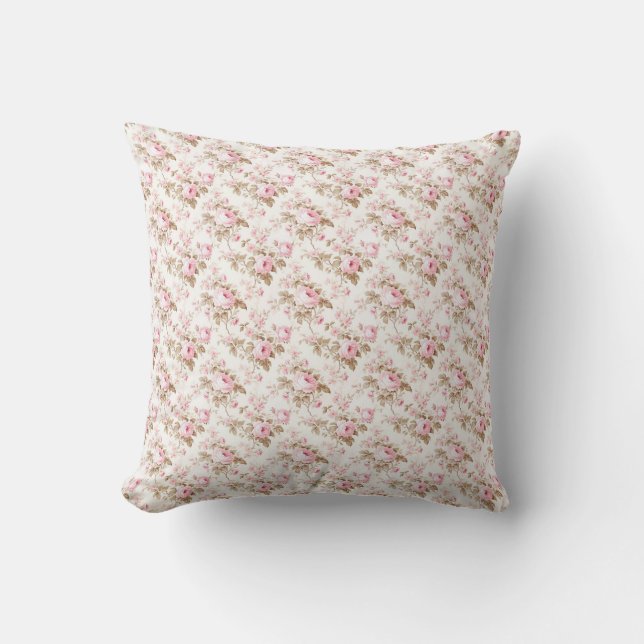Vintage Pink Roses Coquette Cushion (Front)