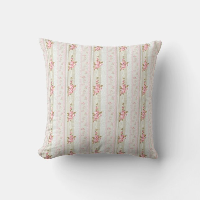 Vintage Pink Roses Coquette Cushion (Front)