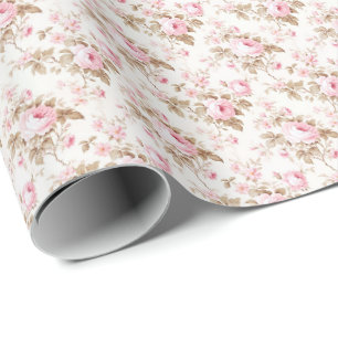 Vintage Pink Roses Coquette Wrapping Paper