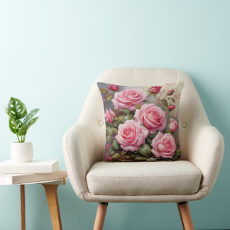 Vintage Pink Roses Cushion