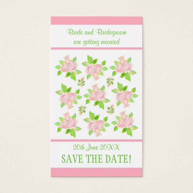 Vintage Pink Roses Customisable Save the Date card (Front)