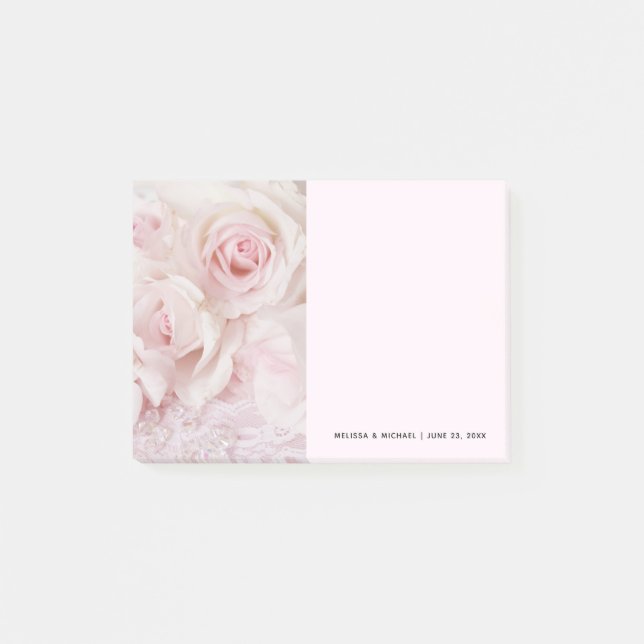 Vintage Pink Roses Elegant Bouquet Post-it Notes (Front)
