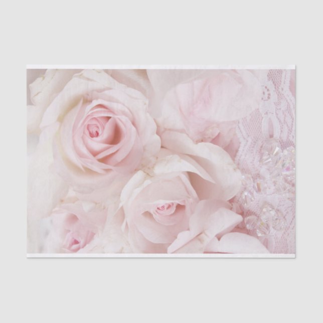 Vintage Pink Roses Elegant Bouquet Tissue Paper (Front)