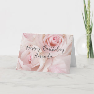 Vintage Pink Roses & Elegant Lace - Birthday Card
