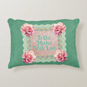 Vintage Pink Roses Faded Damask Personalised Decorative Cushion