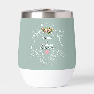Vintage Pink Roses Floral and Sage Green Wedding