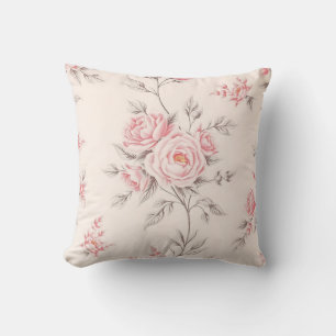 Vintage Pink Roses Floral Pattern Cushion