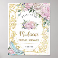 Vintage Pink Roses Gold Princess Bridal Shower