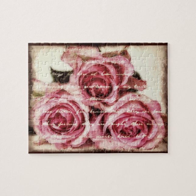 Vintage Pink Roses Jigsaw Puzzle (Horizontal)