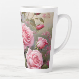 Vintage Pink Roses Latte Mug
