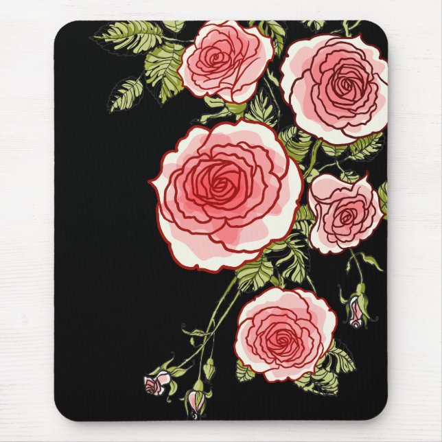 Vintage Pink Roses Mousepad (Front)
