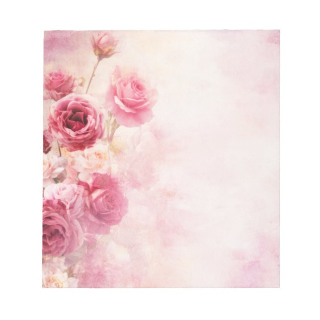 Vintage Pink Roses Notepad (Front)