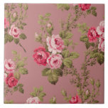 Vintage Pink Roses-Old Rose Background Tile<br><div class="desc">Gorgeous sprays of elegant romantic pink roses and lush green foliage on old rose background. Pattern is seamless and can be resized up or down using the scale   and - buttons in the design tool.</div>
