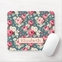 Vintage Pink Roses on Deep Blue Personalised