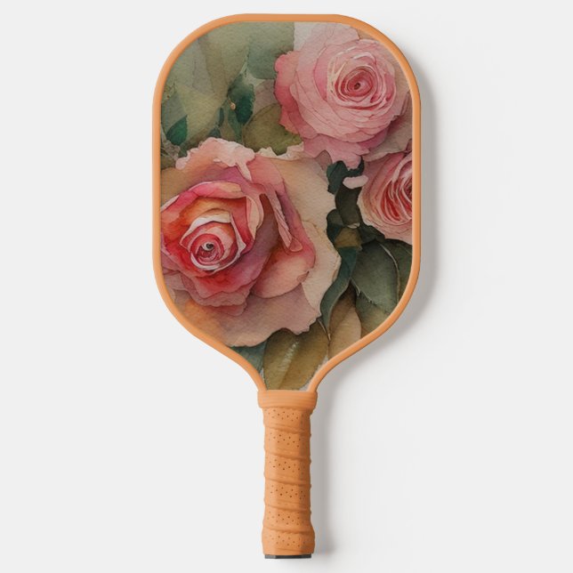 Vintage Pink Roses Pickleball Paddle (Front)