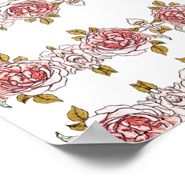 Vintage Pink Roses Poster (Corner)