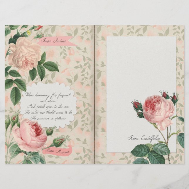 Vintage Pink Roses Scrapbook Paper (Front)