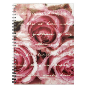 Vintage Pink Roses Spiral Notebook