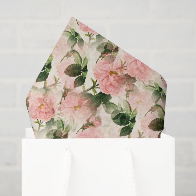 Vintage Pink Roses Tissue Paper (Gift Bag)