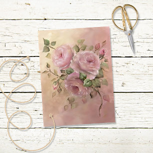 Vintage Pink Roses Tissue Paper