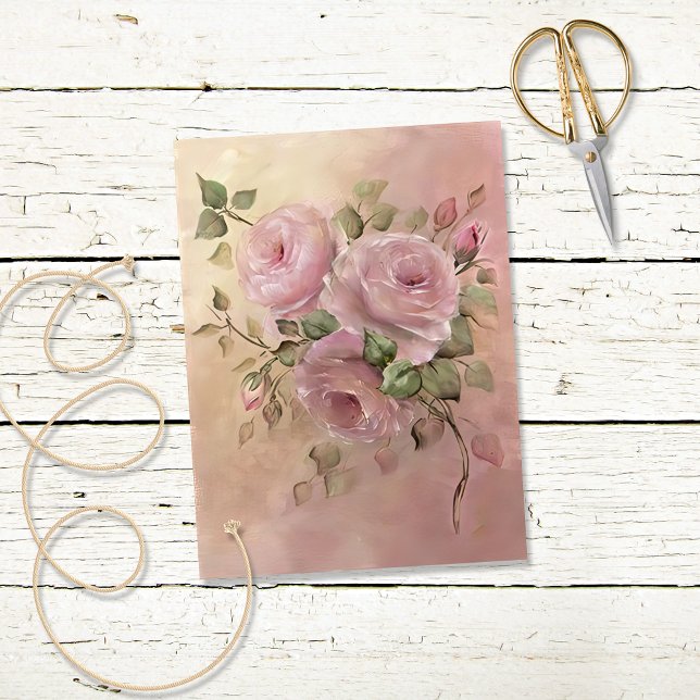 Vintage Pink Roses Tissue Paper (Creator Uploaded)