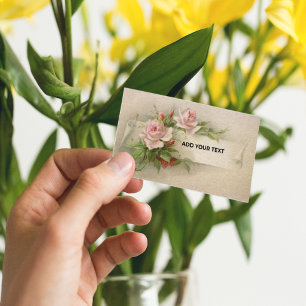 Vintage Pink Roses Wedding Event Planner Business  Card