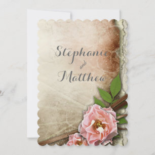 Vintage Pink Roses Wedding Invitation