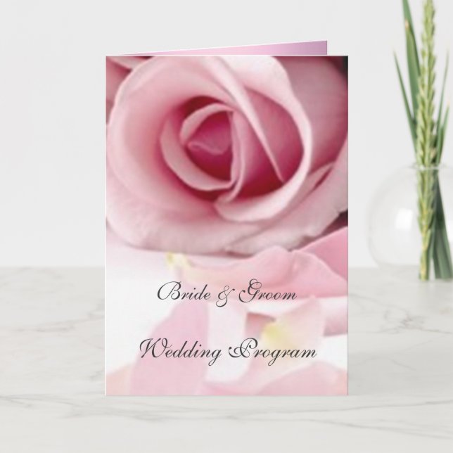 Vintage Pink Roses  Wedding Program Programme (Front)