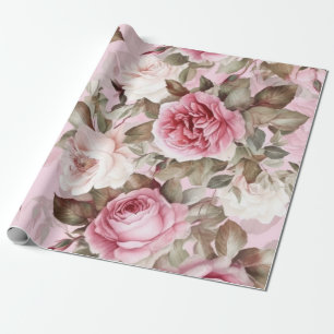 Vintage Pink Roses  Wrapping Paper