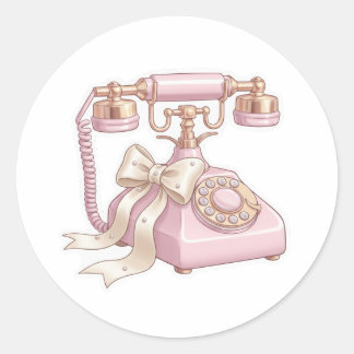 Vintage Pink Rotary Phone Sticker - Coquette Aesth