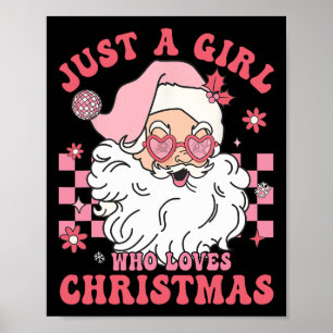 Vintage Pink Santa Claus Christmas Girls Holiday X Poster