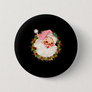 Vintage Pink Santa Claus Merry Christmas Pyjamas X 6 Cm Round Badge